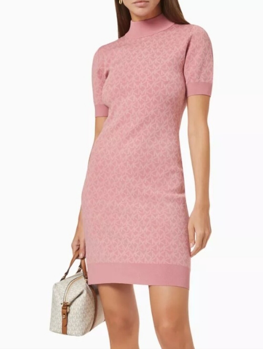 Michael Kors Dusty Rose Ribbed Bodycon Dress Sz Small Nwt